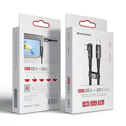 Дата кабель USB-C to USB-C 1.2m 90-degree 100W black Armorstandart (ARM75870) - мініатюра 2