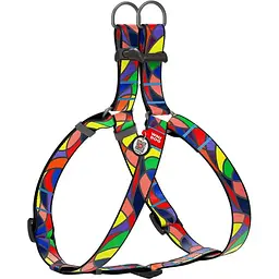 Шлея для собак Waudog Nylon Вітраж, анатомічна, з QR паспортом, 60-90х2,5 см, різнокольорова (4608)