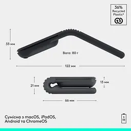 Миша Logitech Mobi Fold Wireless Mouse Graphite (910-007604) - мініатюра 4