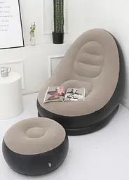 Надувне садове крісло з пуфиком Air Sofa Comfort велюрове 76х130 см - мініатюра 2