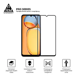 Захисне скло на Xiaomi Redmi 13C 4G Poco C65 з олеофобним покриттям, Pro, повне проклеювання, антистатичний і пиловідштовхуючий шар, 9H, самоклеючеся, 2.5D, на весь екран, антистатичний клей, ArmorStandart (ARM73151) - мініатюра 2