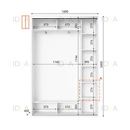 Шафа-купе Idea серія 1 160 x 45 x 240 см Білий - мініатюра 2