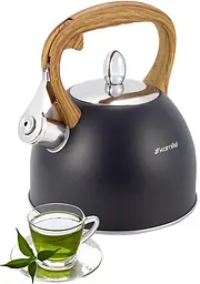 Чайник Whistling Kettle Black із нержавіючої сталі зі свистком Kamille 20 см kuh0006800 - мініатюра 2