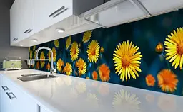 Вініловий кухонний фартух Яскрава Календула наклейка для кухні ПВХ Квіти Помаранчевий Happy Pocket Z181793
