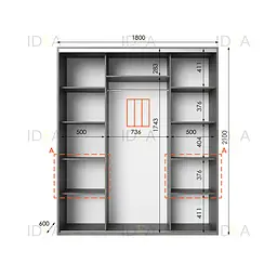 Шафа-купе Idea серія 7 180 x 60 x 210 см Венге темний Дзеркало - мініатюра 2