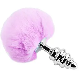 Анальна пробка Alive Metal Anal Fluffy Twist Plug S, 7 см (фіолетовий)