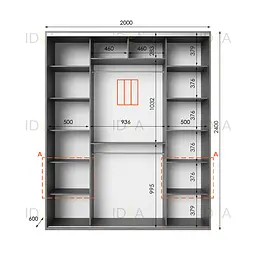 Шафа-купе Idea серія 3 200 x 60 x 240 см Венге темний - мініатюра 2