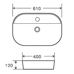 Умивальник накладний Mixxus Premium Ellipse-0204 600x380x115 мм з отвором під змішувач Білий MP6679 - мініатюра 6
