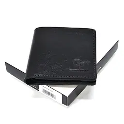 Чоловіче шкіряне портмоне чорне глянсове GRANDE PELLE 10х10х2 см acs0032090 - мініатюра 7