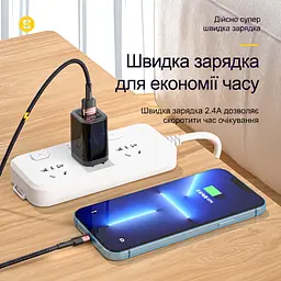 Кабель Essager USB-A Lightning 2.4A для iPhone та iPad, 1м, чорний - мініатюра 2