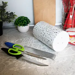 Підставка для ножів з наповнювачем із волокна універсальна Granite Knife Holder, Kitchen Master Білий 85717 - мініатюра 6