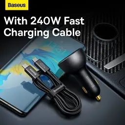Автомобільний зарядний пристрій Baseus Digital Display PD3.1 Dual Fast Charger Car Charger USB+Type-C 140W Set CGZX070001 Black - мініатюра 9