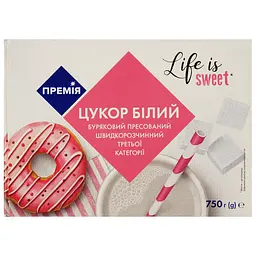 Цукор Премія білий, пресований, швидкорозчинний, 750 г (Артикул: 491083)