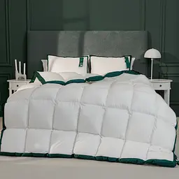 Ковдра MirSon Imperial Satin Luxe, демісезонна, 215х155 см, біла із зеленим кантом - мініатюра 2