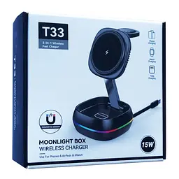 Зарядний пристрій 3 IN1 T33 MAGSAFE (iPhone, iWatch, AirPods) 0RIGINAL серий - мініатюра 2