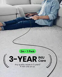 Кабель нейлоновий INIU DI-D5CC USB-C 100 Вт швидка зарядка 2 м чорний (SKU-171) - мініатюра 8