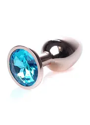 Анальна пробка з кристалом B - Series HeavyFun Plug-Jewellery, 7 см (блакитний)