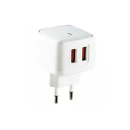 Сітчастий зарядний пристрій XO L61 12W 2USB port 2.4A charger with Lightning cable Білий