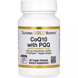 Коензим CoQ10 з PQQ California Gold Nutrition CoQ10 with PQQ 100 мг 60 вегетаріанських капсул