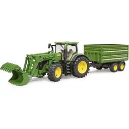 Масштабна модель автомобіля Bruder трактор John Deere 7R 350 з навантажувачем та причепом (03155) - мініатюра 7