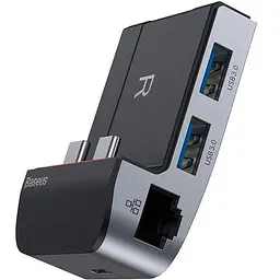 Мультипортовий адаптер USB Хаб Baseus Armor Age Type-C Bracket Multifunctional Hub CAHUB-AJ0G Grey - мініатюра 6