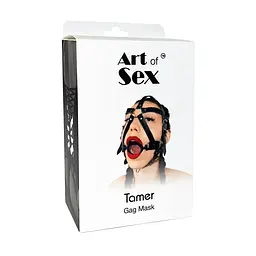 Кляп-маска з силіконовим кільцем Art of Sex - Tamer, Натуральна шкіра, колір Чорний Art of Sex SO9664 97699 - мініатюра 2