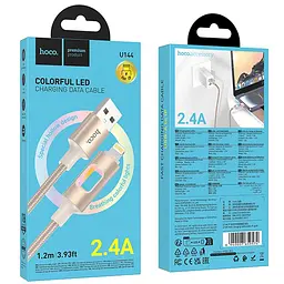 Дата кабель Hoco U 144 New USB to Lightning 2.4 A (1.2 m) Black - мініатюра 4