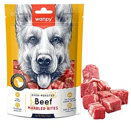 Wanpy Beef Marbled Bites ВАНПІ МАРМУРОВА ЯЛОВИЧИНА ШМАТОЧКИ ласощі для собак, 100 г