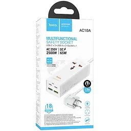Подовжувач AC10A Talent PD65W+QC3.0 (2USB-A/2C/1xSocket) (1.5 m) White Hoco teh0029518 - мініатюра 5