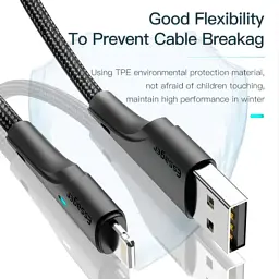 Дата кабель USB 2.0 AM to Lightning 1.0m 2.4A black Essager (EXCL-LS01) - мініатюра 6