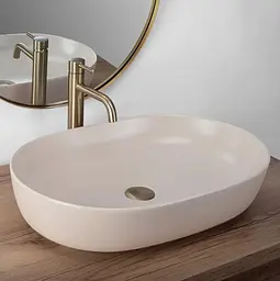 Умивальник Rea Cleo 61 beige matt бежевий накладний REA-U9655 - мініатюра 2