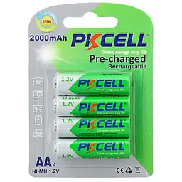 Акумулятор PkCell AA R6 NiMH 2000mAh * 4 (PC/AA2000-4B) - мініатюра 1