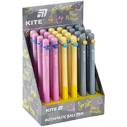 Ручка кулькова Kite Smile набір 24 шт. кулькова автоматична синя (K26-034)