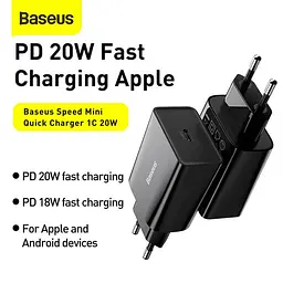 Адаптер живлення - зарядний блок BASEUS Speed Mini Quick Charger вихід 1Type-C 20 W (CCFS-SN01) - мініатюра 4