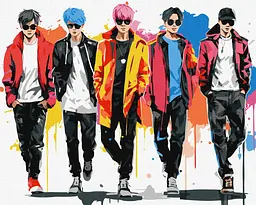 Картина за номерами K-pop. Stray Kids (стрей кідс) 40x50 см Ідейка KHO 8388