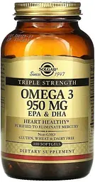 Омега-3 риб'ячий жир Solgar Omega-3 EPA & DHA 950 мг 100 гел капс