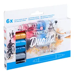 Набір маркерів акварельних двосторонніх Royal Talens ECOLINE DUO TIP Urban Landscape 6шт - мініатюра 4
