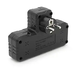 Подвійна розетка із заземленням Voltronic F-303 Black, 2 розетки + 3 USB (1 А) + Type-C, 2500 Вт, 10 А, 220 В - мініатюра 2