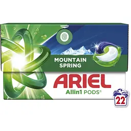 Капсули для прання Ariel Pods All-in-1 Гірське джерело 22 шт. (8700216765466) - мініатюра 2