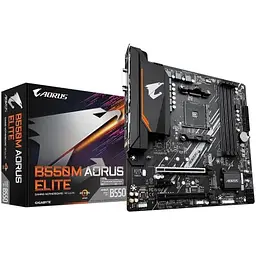 Материнська плата Gigabyte AM4 (B550) B550M Aorus Elite, B550, 4xDDR4, CrossFireX, Int.Video(CPU), 4xSATA3, 2xM.2, 1xPCI-E 16x 4.0, 1xPCI-E 16x 3.0, 1xPCI-E 1x 3.0, ALC887, GLan, 6xUSB3.2/6xUSB2.0, DVI-D/HDMI, MicroATX - мініатюра 2