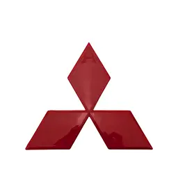 Емблема Mitsubishi 80х70 мм Червона Пластик на скотчі (Завод)