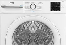 Beko Сушильна машина тепловий насос, 8кг, A++, 55см, дисплей, підсвітка барабану, пар, білий - мініатюра 4