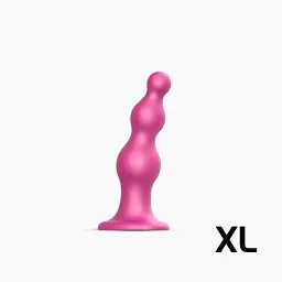 Насадка для страпону Strap-On-Me Dildo Plug Beads Framboise Metallic XL - мініатюра 2