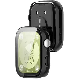 Чохол-накладка DK Huawei Watch Fit 3 Пластик Gloss Скло Full Cover (black) - мініатюра 2