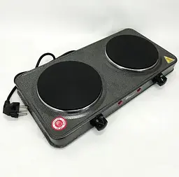 Електроплита Domotec MS-5822 — дискова настільна плита на 2 конфорки, 2000 Вт