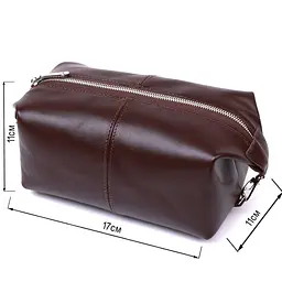 Шкіряна глянсова косметичка Shvigel 16407 коричнева - мініатюра 3