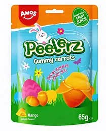 Желейні цукерки Amos Peelerz Gummy Carrots Easter Pouch 65г
