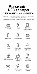 USB-хаб із заряджанням UGREEN CM481 до USB-A комп’ютера через вхід USB-C 7 портів USB-A 3.0 до 5 Гбіт/с BC 1.2 на портах 4–7 сумарно 5 В до 3,5 А живлення DC від комплектного адаптера окремі вимикачі й індикатори портів захист від зворотного й надмірного струму та короткого замикання Windows Mac OS Linux без драйверів сумісний зі старішою USB-периферією знімний кабель USB-A ↔ USB-C 1 м у комплекті алюмінієвий корпус сірий із чорними торцями (90307) - мініатюра 14
