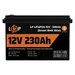 Акумулятор LP LiFePO4 12V (12,8V) - 230 Ah (2944Wh) (Smart BMS 150А) з BT пластик для ДБЖ - мініатюра 2