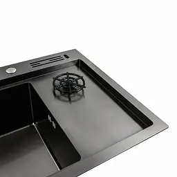 Кухонна мийка чорна PVD 78x46 Platinum Handmade, Чорний - мініатюра 8
